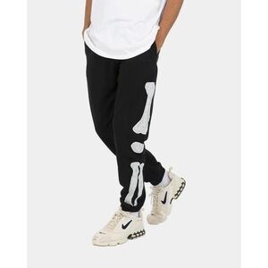 Black MNML Joggers with White Bone Design